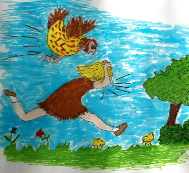 indian dress and hen