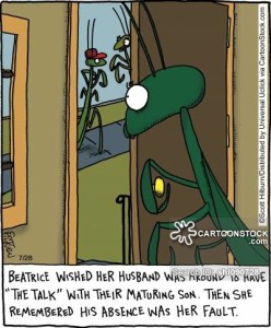 Beatrice wished her husband was around to have 'the talk' with their maturing son, The she remembered his absence was her fault,