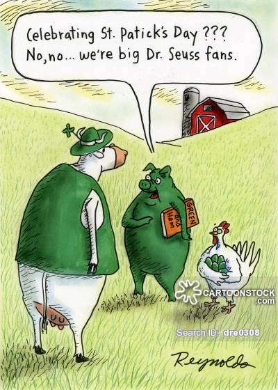 'Celebrating St Patrick's Day??? No, no, we're big Dr Seuss fans.'